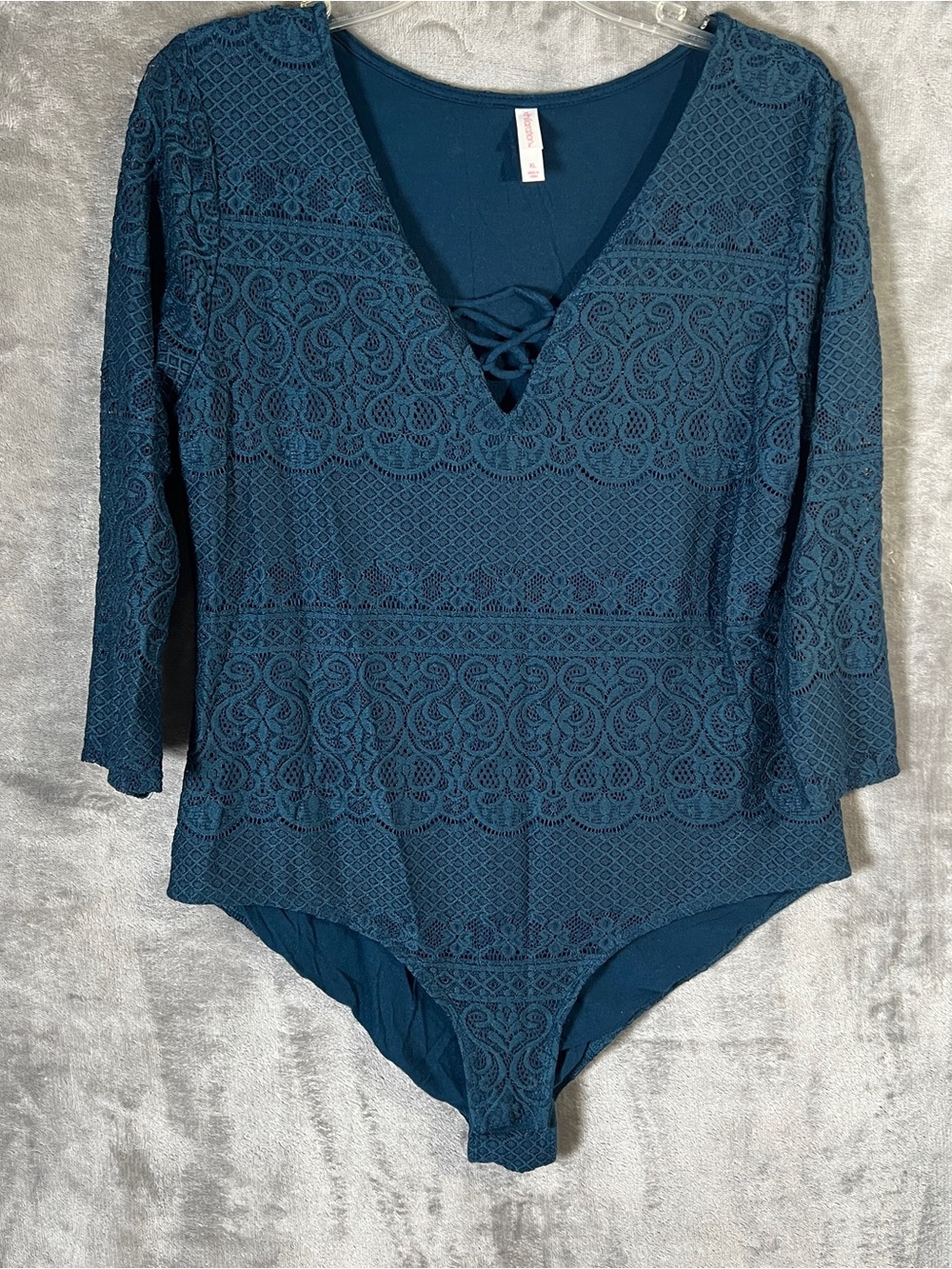 Xhilaration Teal Lace Long-Sleeve Bodysuit